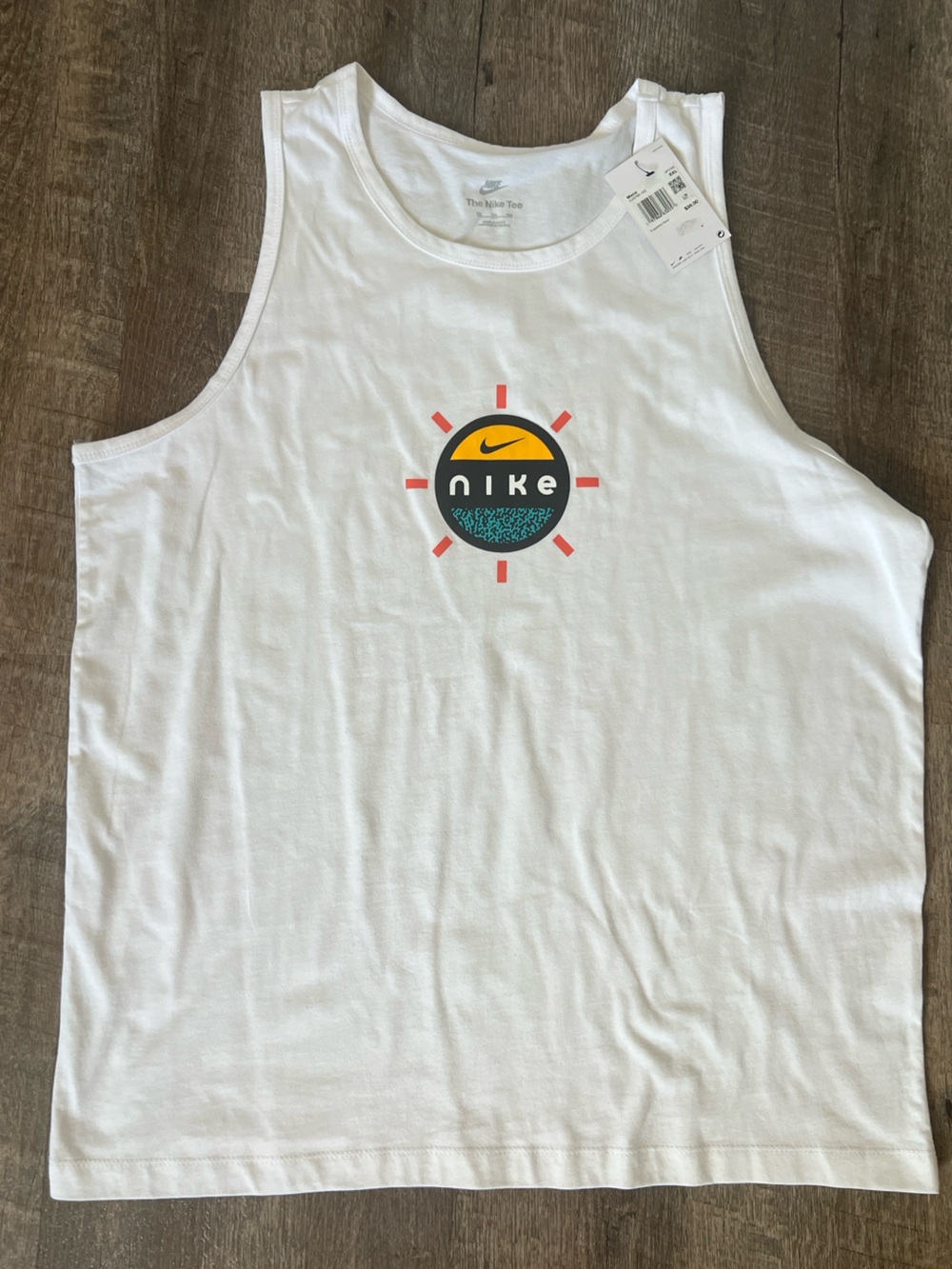 Nike Sportswear Men's White Sunshine Graphic Logo Sleeveless Tank Top-Size XXL